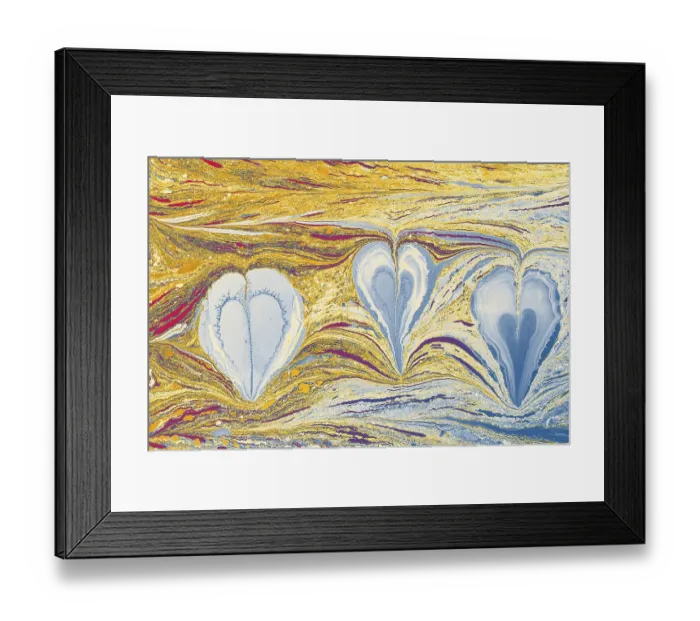 Framed Print : Abstract creative marbling pattern with love concept for fabric