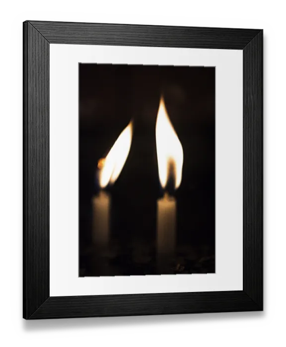Framed Print : Candle lights in the darkness. Abstract candles background
