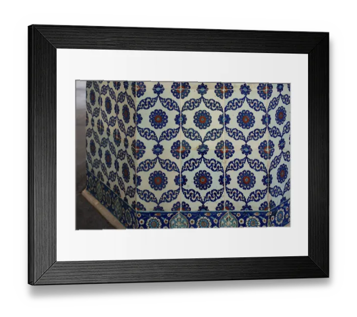Framed Print : Ottoman ancient Handmade Turkish Tiles with floral patterns