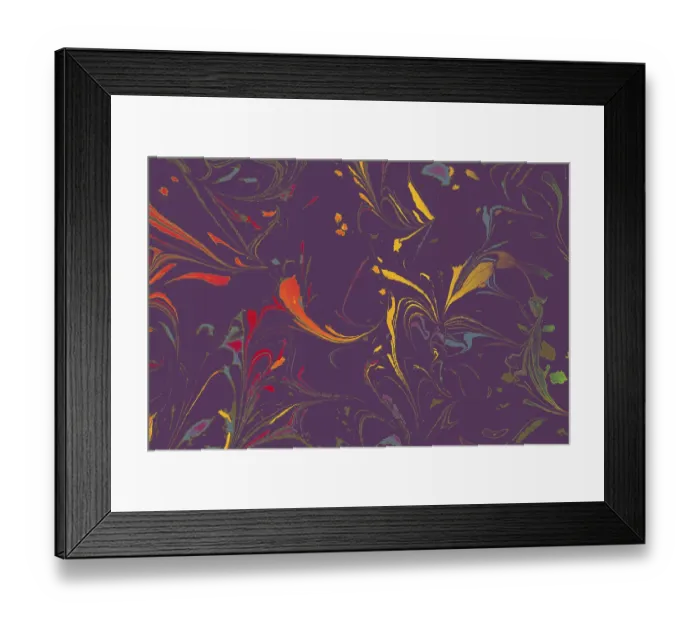 Framed Print : Abstract marbling floral pattern for fabric