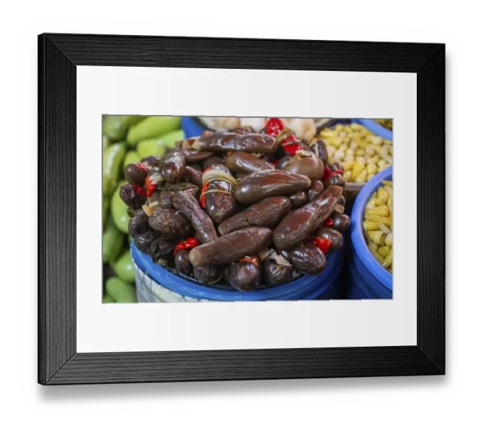 Framed Print : Pickled fermented vegetables for long-term storage