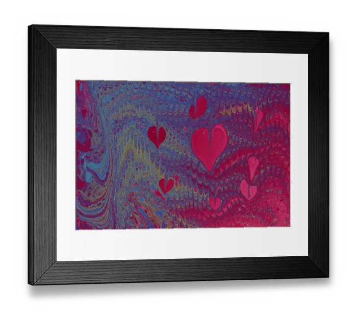 Framed Print : Abstract creative marbling pattern with love concept for fabric