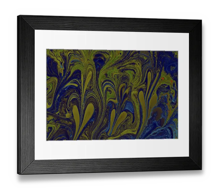 Framed Print : Abstract marbling floral pattern for fabric