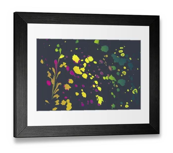 Framed Print : Abstract marbling floral pattern for fabric
