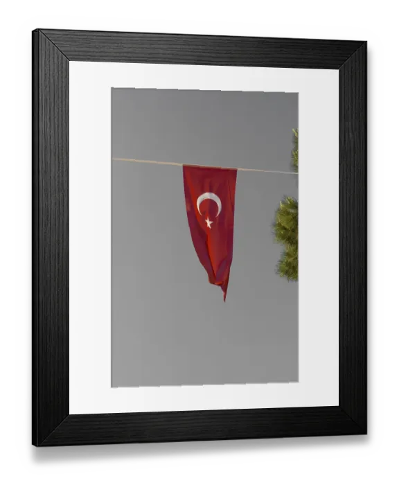 Framed Print : Turkish national flags with white star and moon in sky Framed Print : Turkish national flags with white star and moon in sky