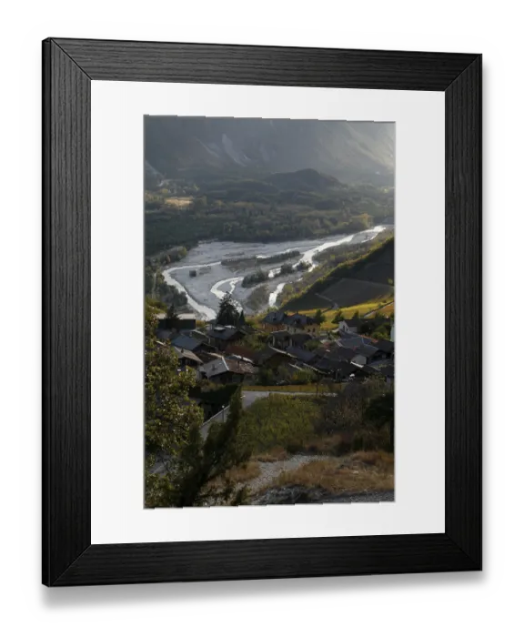 Framed Print : Meanders and branches of the wild Rhone river from Varen Framed Print : Meanders and branches of the wild Rhone river from Varen