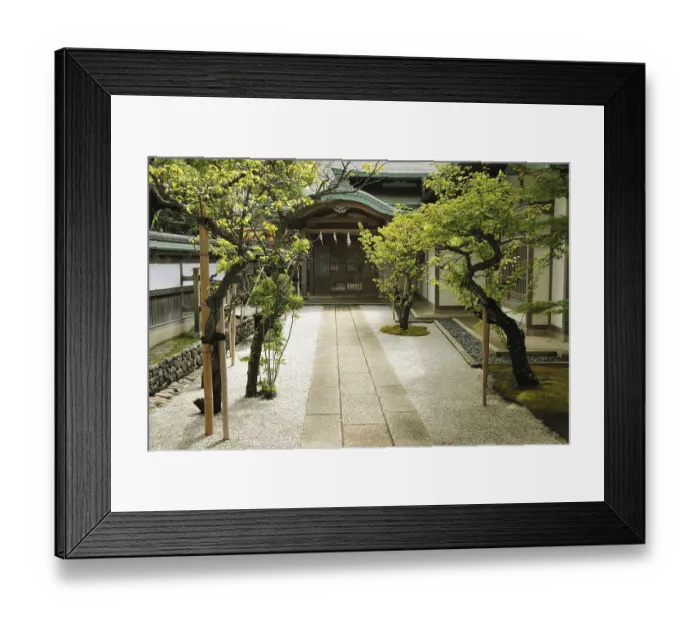 Framed Print : Scenic way among green trees to the Japanese temple entrance Framed Print : Scenic way among green trees to the Japanese temple entrance