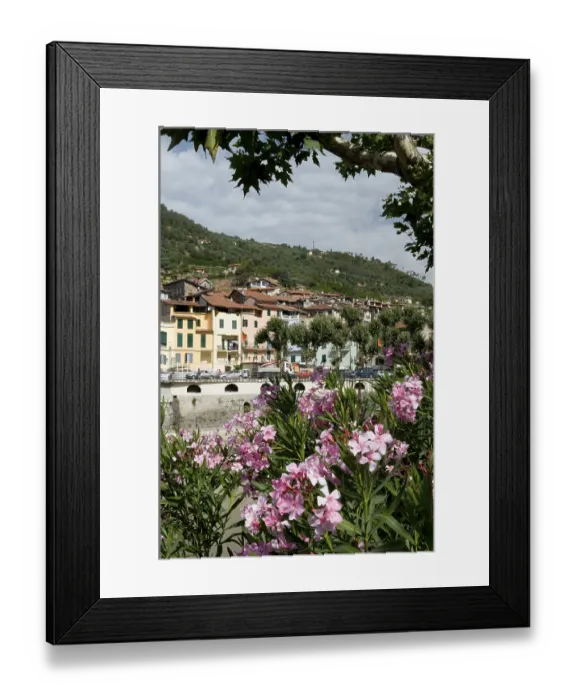 Framed Print : Historic town along Nervia river