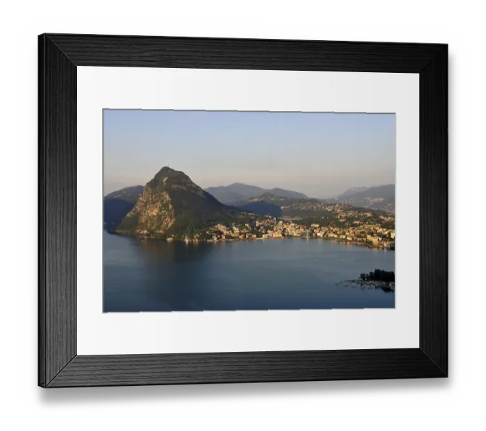 Framed Print : Lugano with San Salvatore mountain on Lago di Lugano