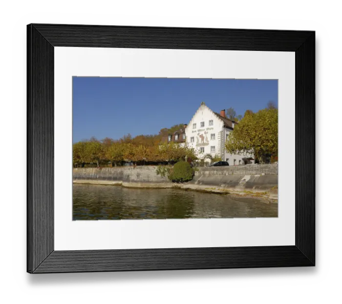 Framed Print : Meersburg - the promenade and a historical building - Baden Wuerttemberg