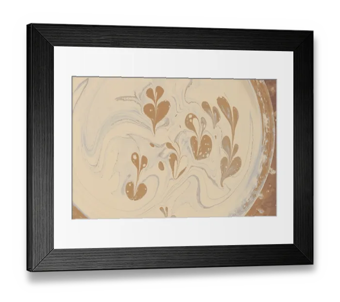 Framed Print : Ebru Marbling texture with floral patterns