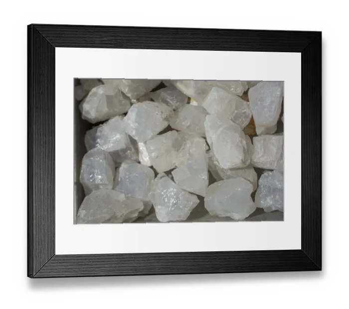 Framed Print : Moonstone (adular) gem stone as natural mineral rock specimen