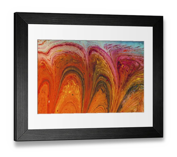 Framed Print : Abstract marbling art patterns in paint as background