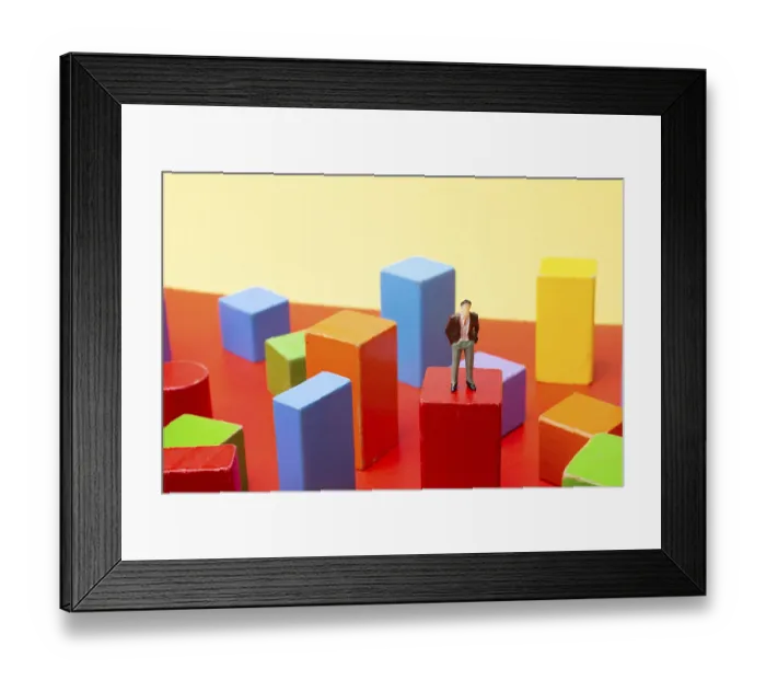 Framed Print : Different color and shape wooden toy building blocks Framed Print : Different color and shape wooden toy building blocks