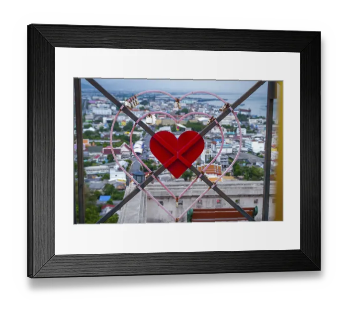 Framed Print : Heart at Tangkuan temple with Songkhla skyline in the background