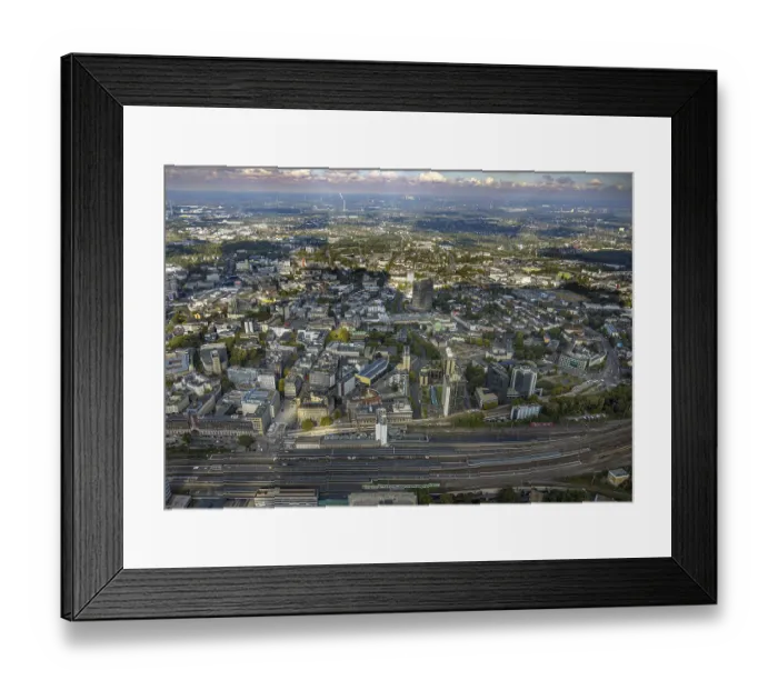 Framed Print : Aerial view, Central station and city centre