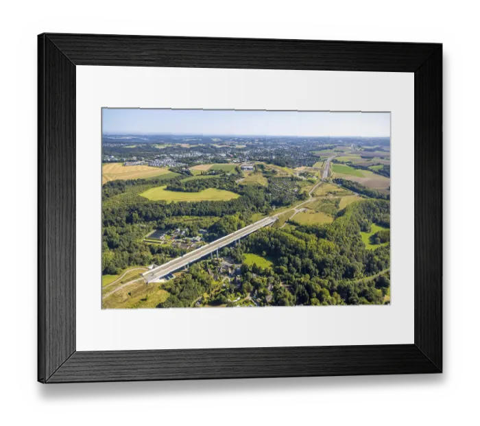 Framed Print : Aerial view, construction site Angerbachtalbrucke