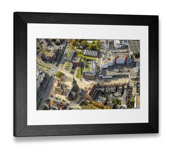 Framed Print : Aerial view, new building Europagarten with construction site and Europaplatz