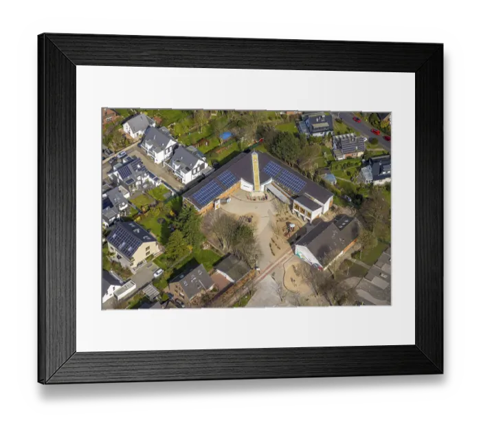 Framed Print : Aerial view, Karl-Vogels-Schule primary school Framed Print : Aerial view, Karl-Vogels-Schule primary school
