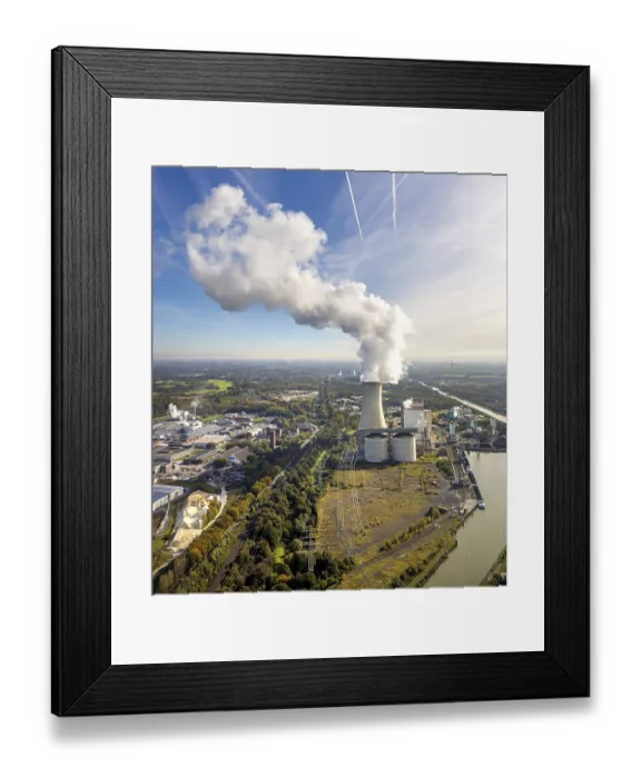 Framed Print : Aerial view, Trianel coal-fired power plant Lunen