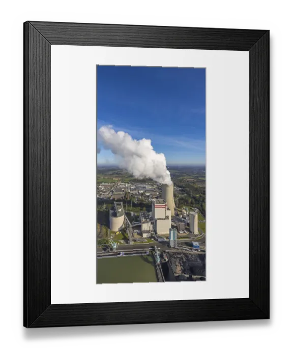 Framed Print : Aerial view, Trianel coal-fired power plant Lunen