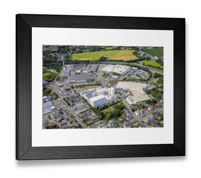 Framed Print : Aerial view, commercial area MannesmannstraBe