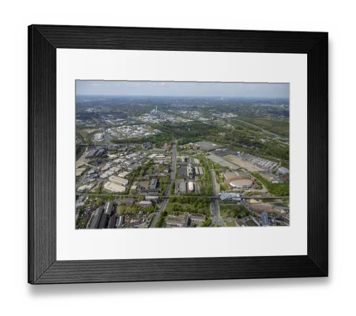 Framed Print : Aerial view, Westfield Centro shopping centre with Rudolf Weber Arena venue