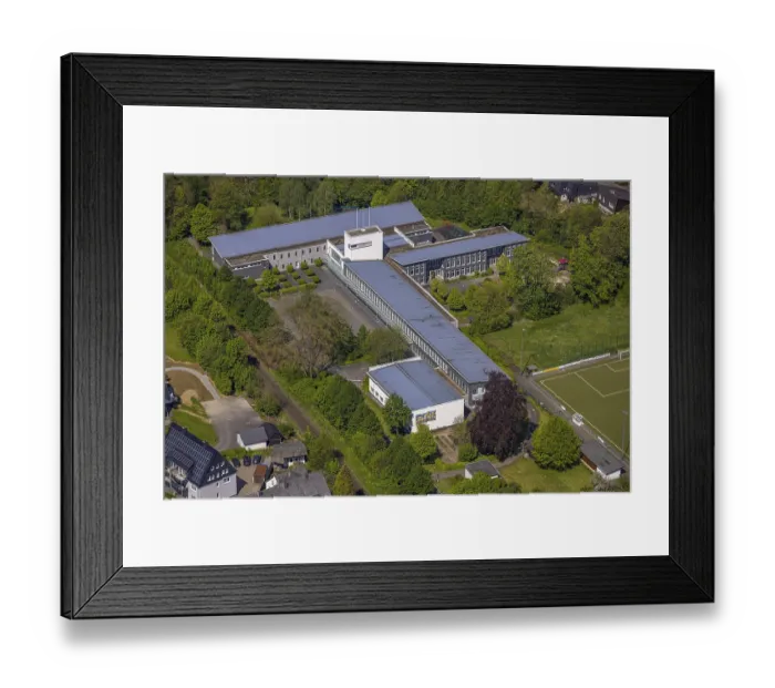 Framed Print : Aerial view, Stadt. Ruhraue special school