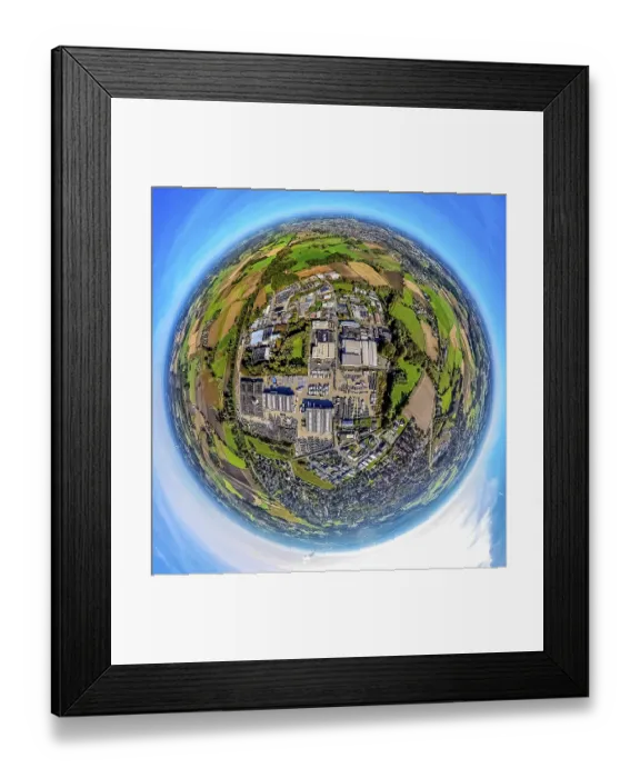 Framed Print : Aerial view, industrial area and commercial area GutenbergstraBe
