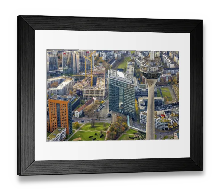 Framed Print : Aerial view, Rhine Tower spire