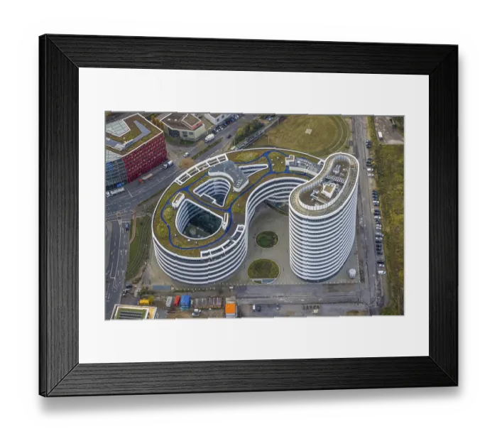 Framed Print : Aerial view, Medienhafen, office towers KesselstraBe