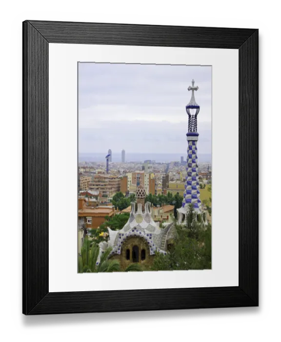 Framed Print : View to Barcelona city from the Park Guell