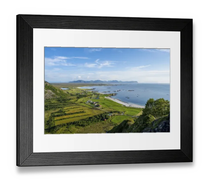 Framed Print : View of the coast with the village of Stave Framed Print : View of the coast with the village of Stave