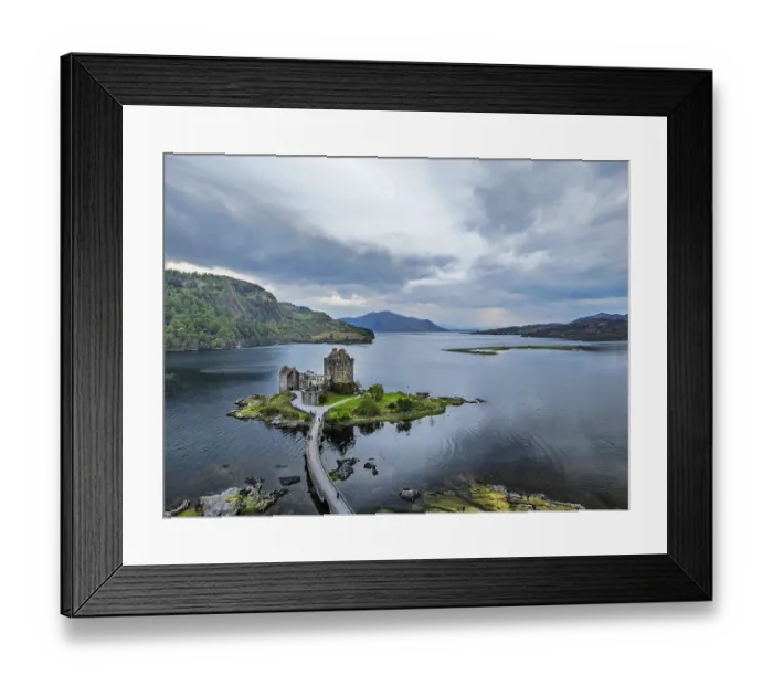 Framed Print : Eilean Donan Castle and Loch Duich from a drone