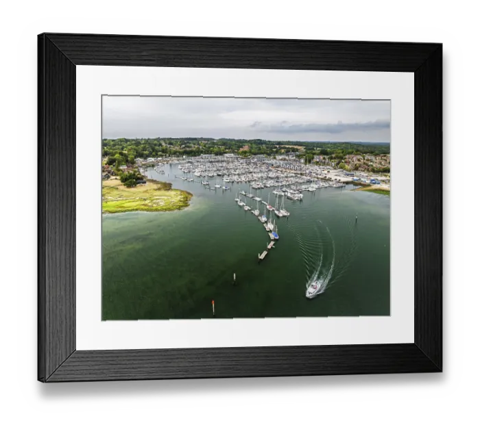 Framed Print : River Hamble and Swanwick Marina from drone