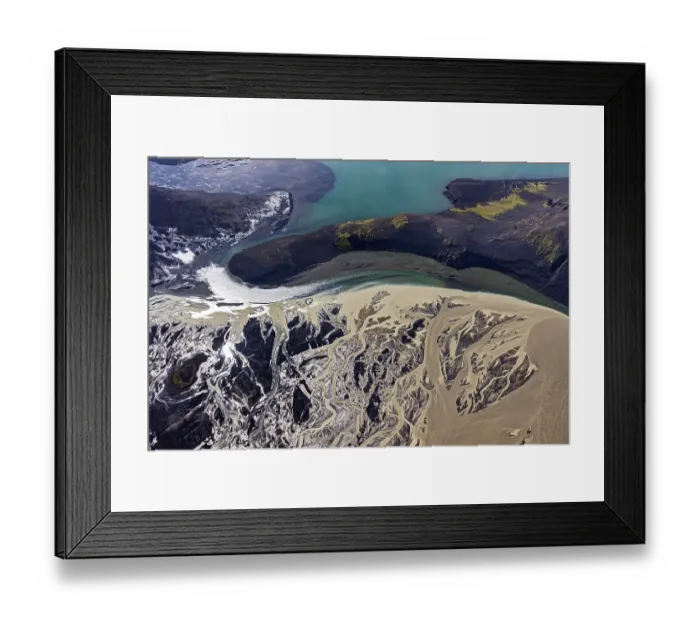 Framed Print : Mountain landscape, river, river delta