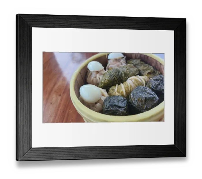 Framed Print : A bamboo steamer filled with diverse dim sum including Japanese siomai Framed Print : A bamboo steamer filled with diverse dim sum including Japanese siomai