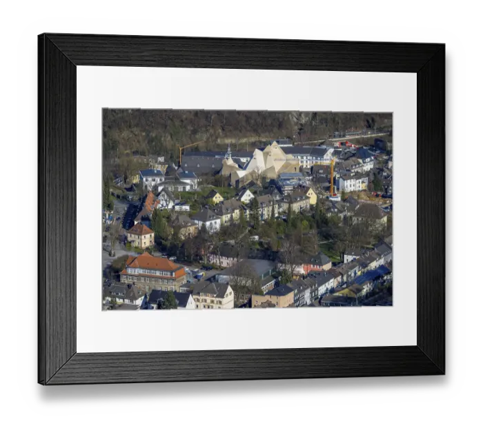 Framed Print : Aerial view, futuristic building cath