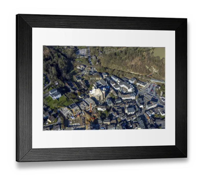 Framed Print : Aerial view, futuristic building cath Framed Print : Aerial view, futuristic building cath
