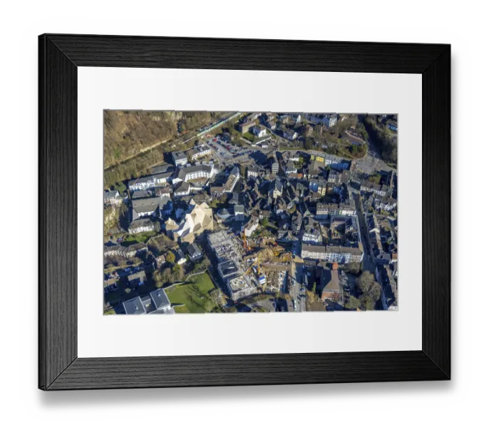 Framed Print : Aerial view, futuristic building cath