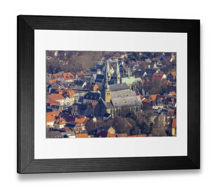 Framed Print : Aerial view, old town with catholic church St Framed Print : Aerial view, old town with catholic church St