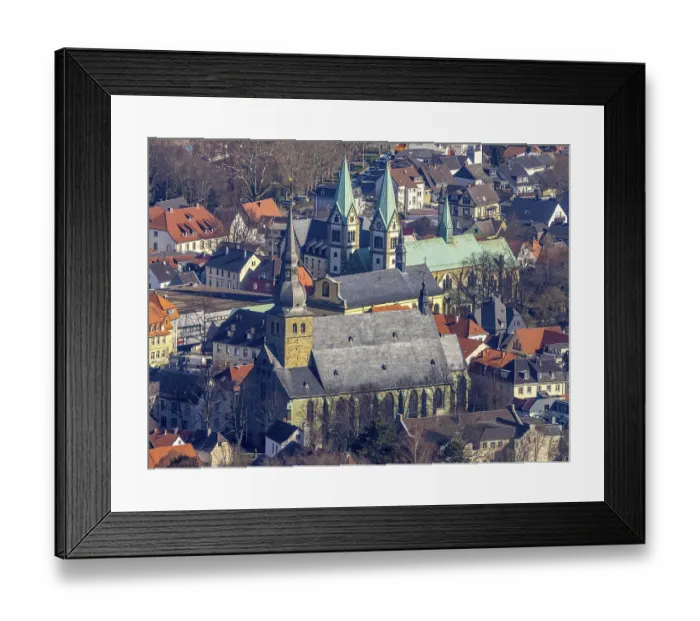 Framed Print : Aerial view, old town with catholic church St Framed Print : Aerial view, old town with catholic church St