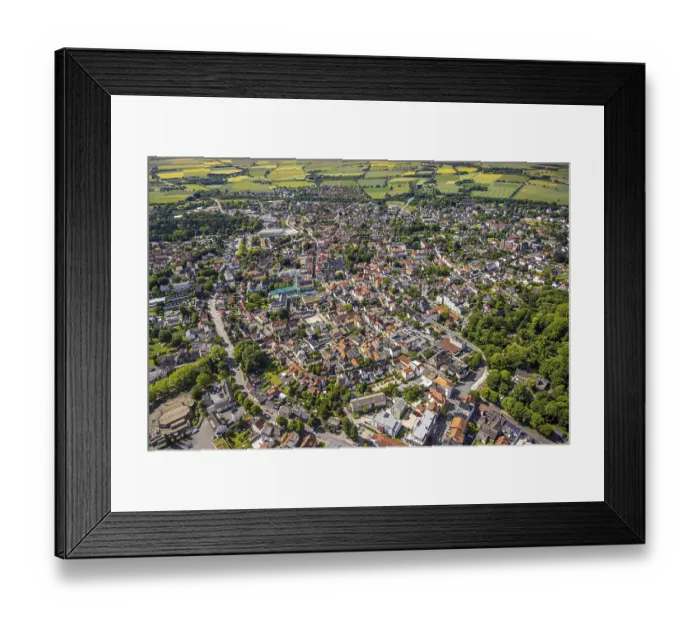 Framed Print : Aerial view, Old town with pilgrimage basilica of the Visitation of the Virgin Mary and St Framed Print : Aerial view, Old town with pilgrimage basilica of the Visitation of the Virgin Mary and St