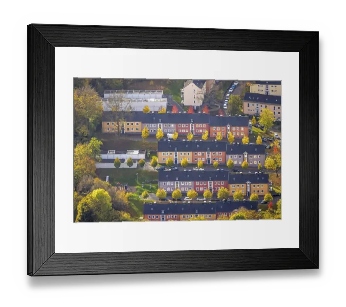 Framed Print : Aerial view, terraced houses Breslauer StraBe