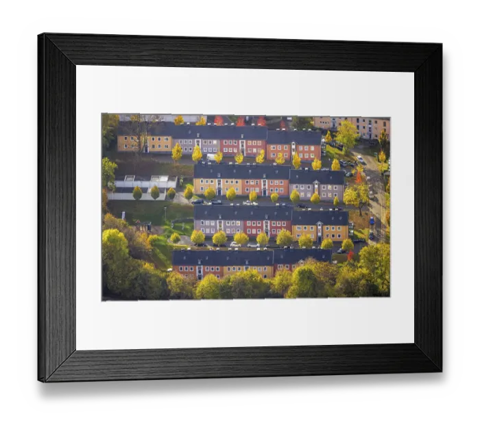 Framed Print : Aerial view, terraced houses Breslauer StraBe Framed Print : Aerial view, terraced houses Breslauer StraBe