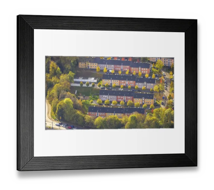 Framed Print : Aerial view, terraced houses Breslauer StraBe