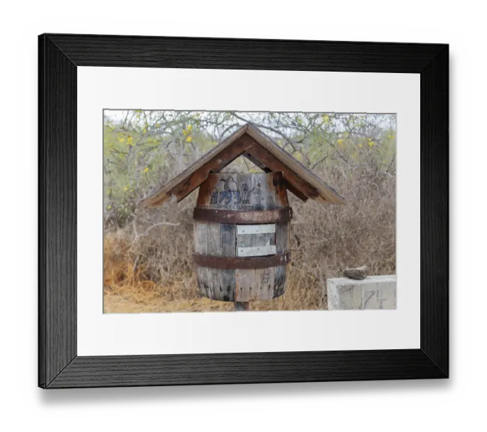 Framed Print : Mail barrel in Post Office Bay Framed Print : Mail barrel in Post Office Bay