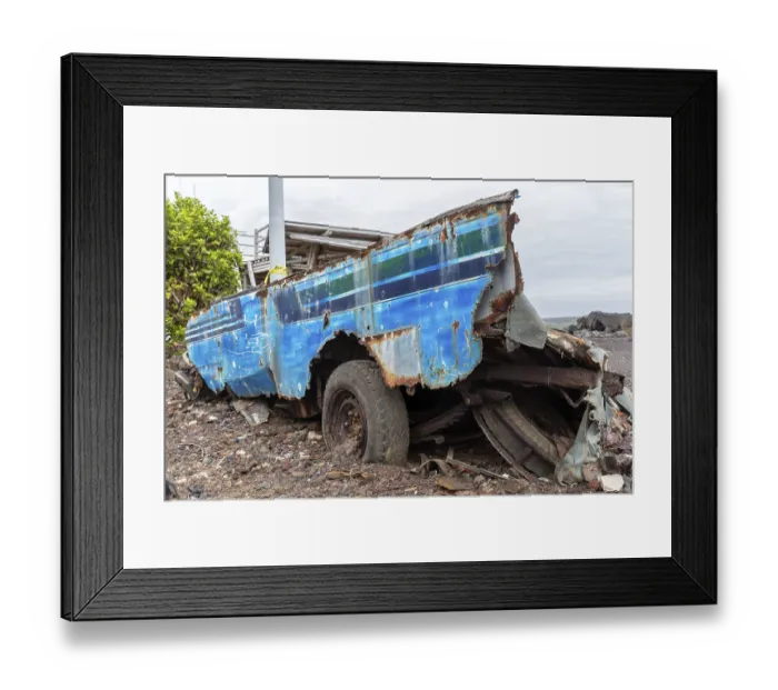 Framed Print : Car wreck, Santa Cruz, Galapagos, Ecuador