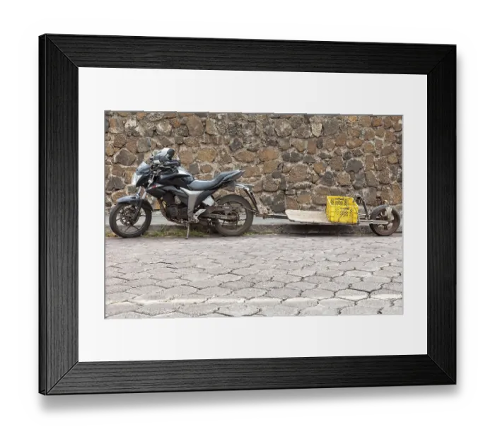 Framed Print : Motorbike with trailer, Santa Cruz