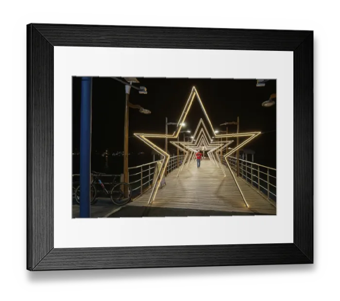 Framed Print : Harbour lighting, jetty, Christmas decoration